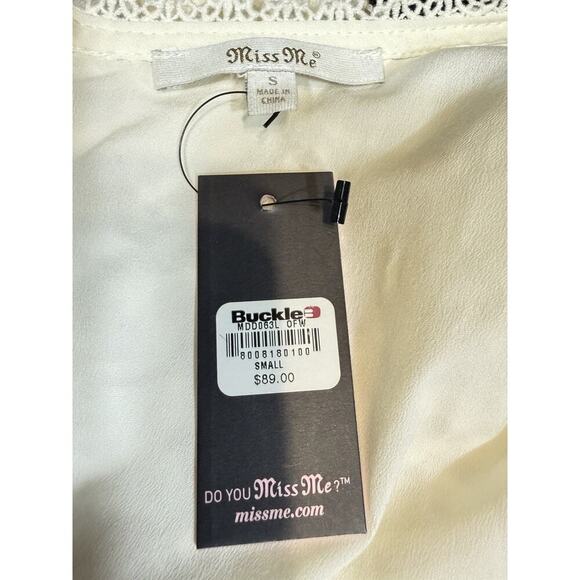 Miss Me Ivory Crochet Lace Dress Fringe Sleeves Women’s Size Small NWT - Picture 5 of 13